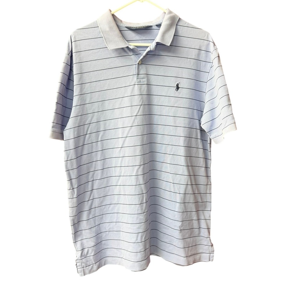 Polo‎ Golf Ralph Lauren Polo Shirt Mens XL Purple Excellent Striped Pima Cotton